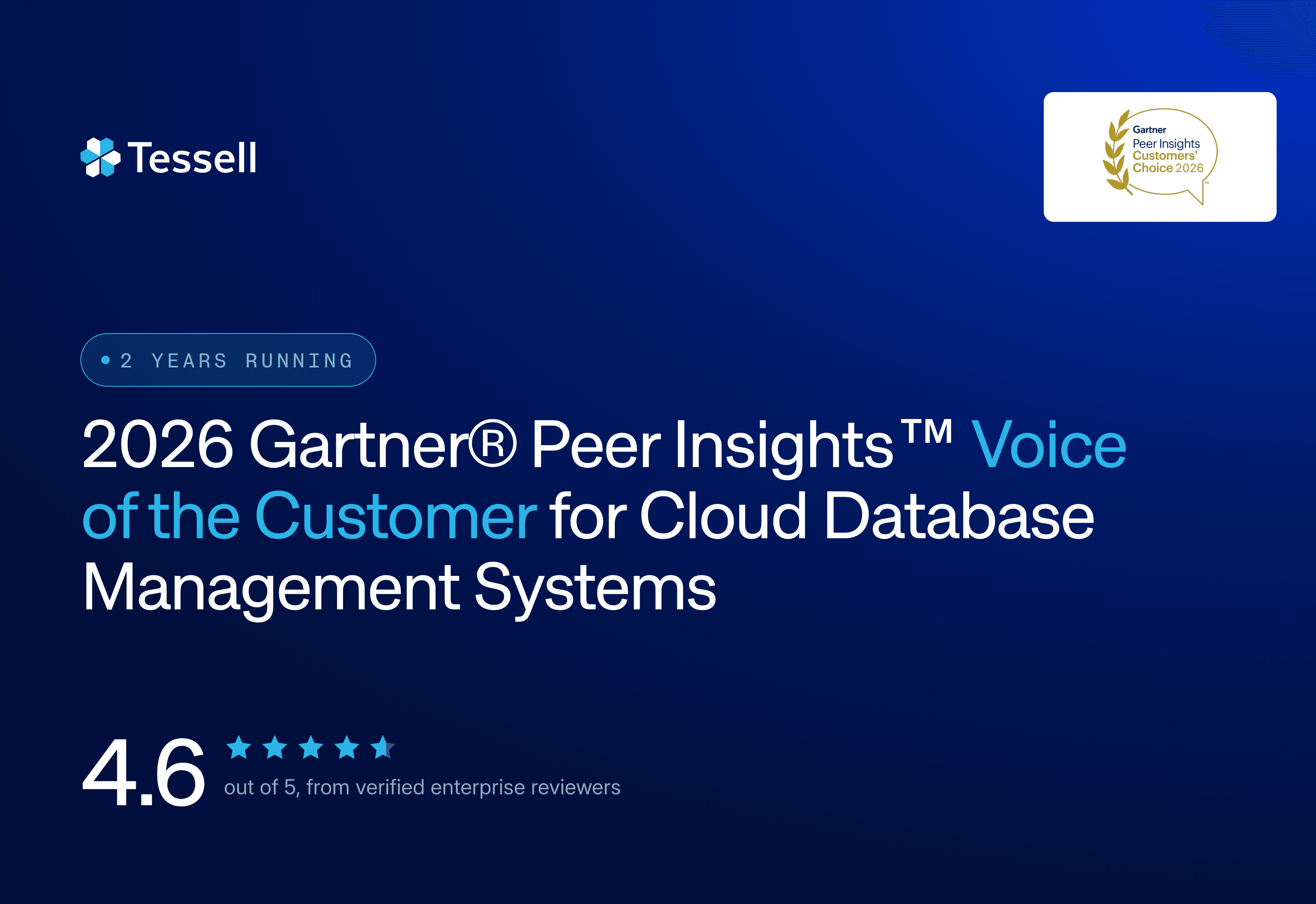 Tessell Recognized in the 2026 Gartner® Peer Insights™ "Voice of the Customer" for Cloud DBMS, for the Second Consecutive Year — thumbnail