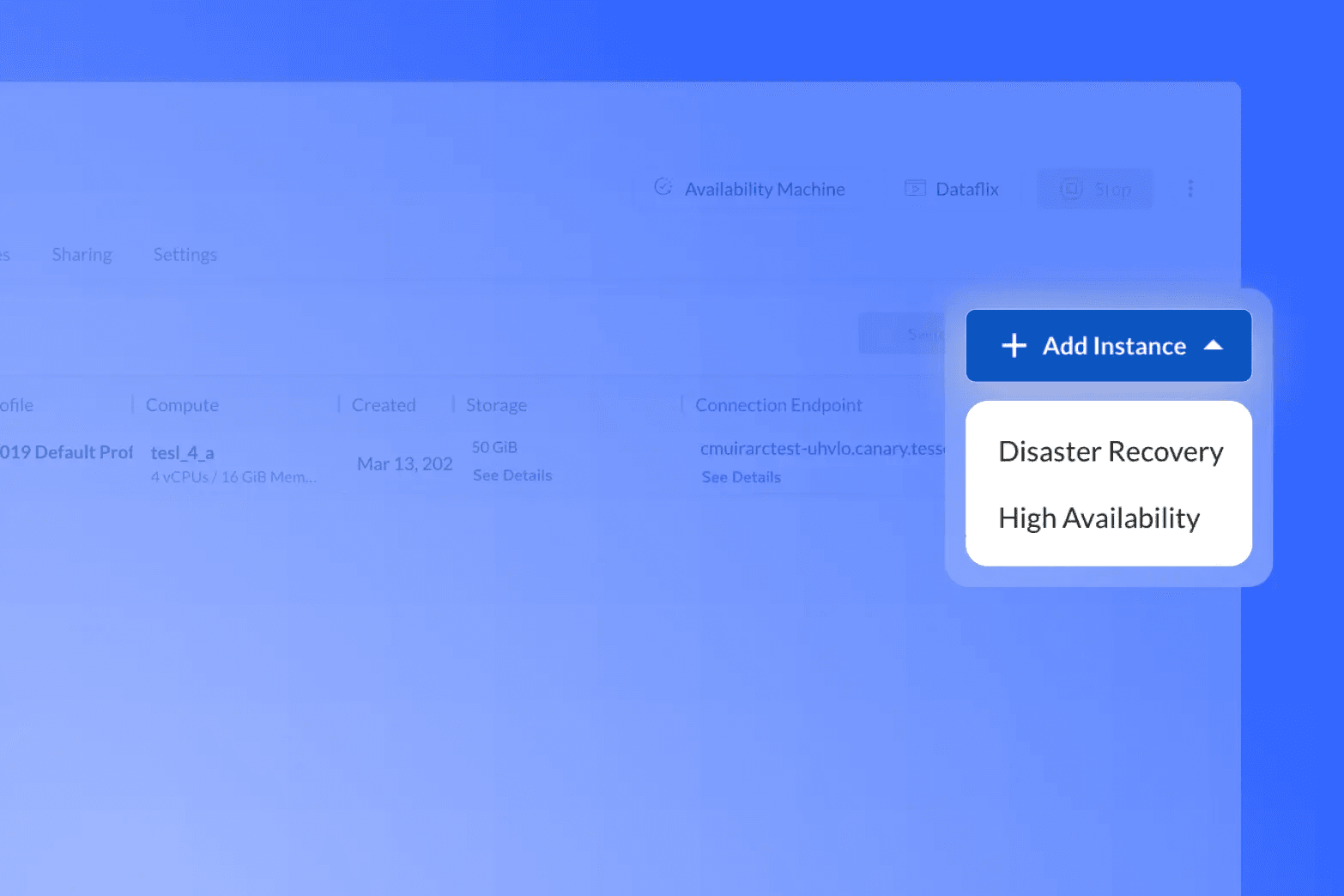 Tessell console: High Availability & Disaster Recovery — Built for the way Postgres teams actually work